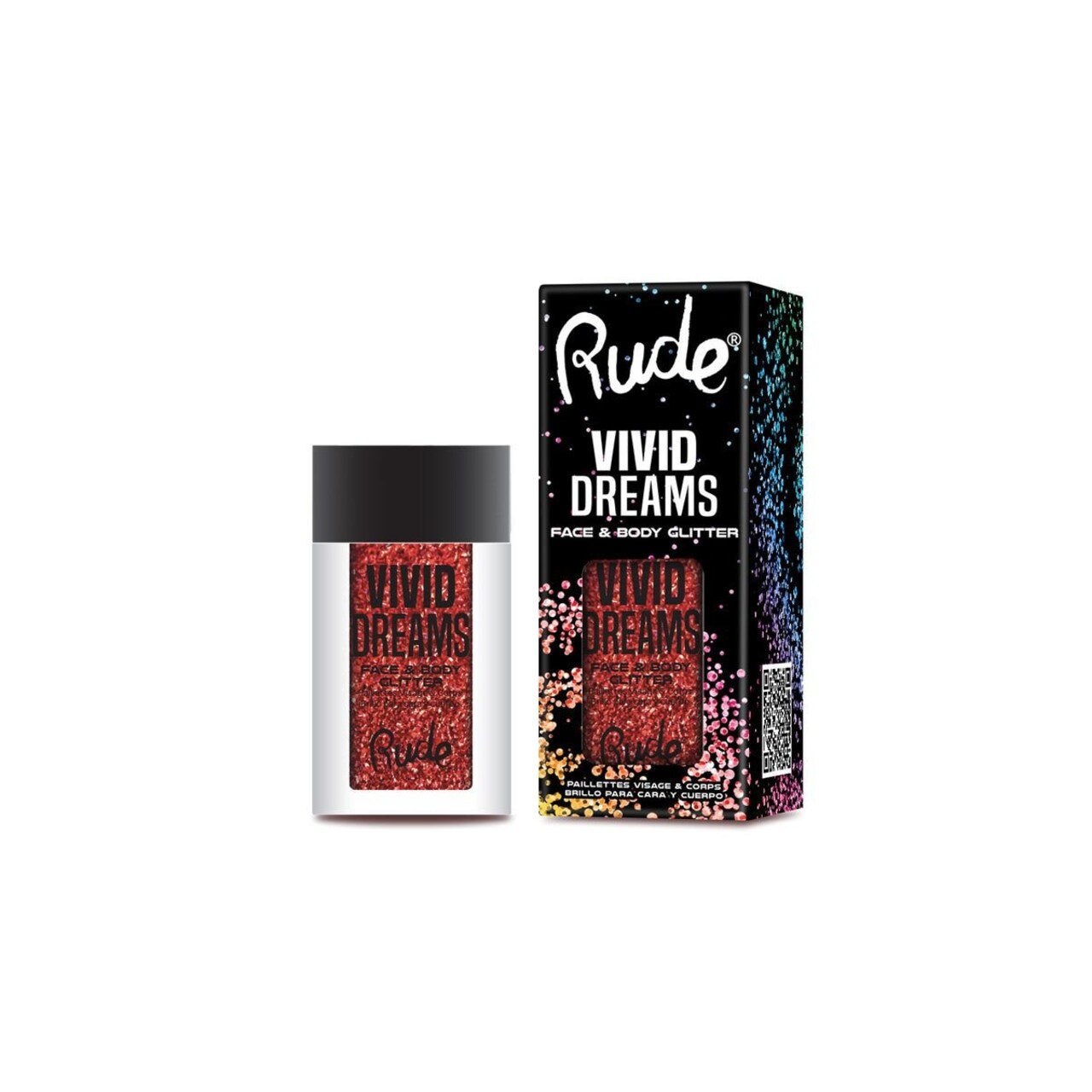 RUDE - Red - Vivid Dreams Shimmering Face & Body Glitter - 1 Piece